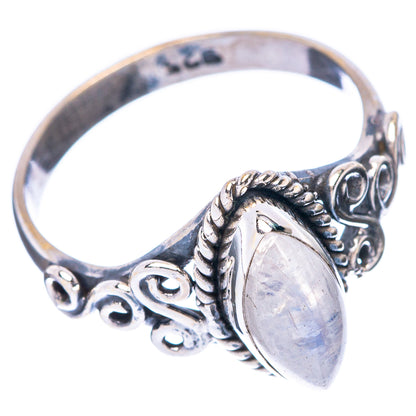 Sterling silver moonstone dainty ring, oval stone in sculpted filigree bezel on band