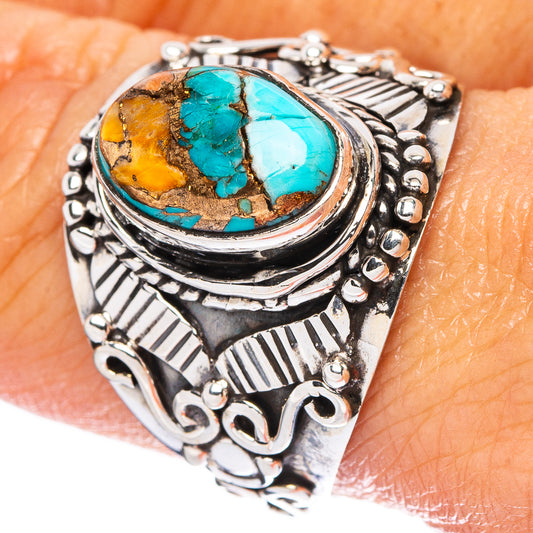 Blue Copper Composite Turquoise Ring Size 9 (925 Sterling Silver) R4622