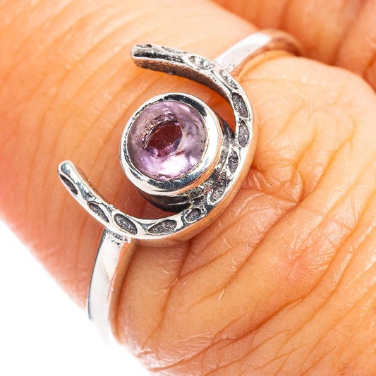 Amethyst sterling silver horseshoe dainty ring with oval purple gemstone centerpiece