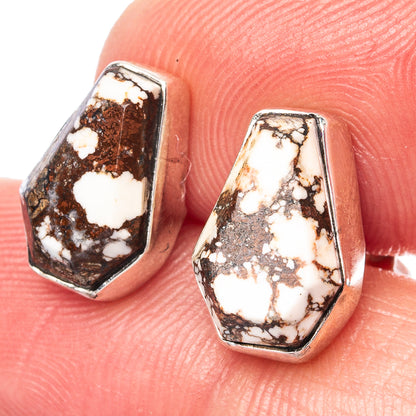 Faceted wild horse jasper earrings in 925 sterling silver, faceted shield bezels