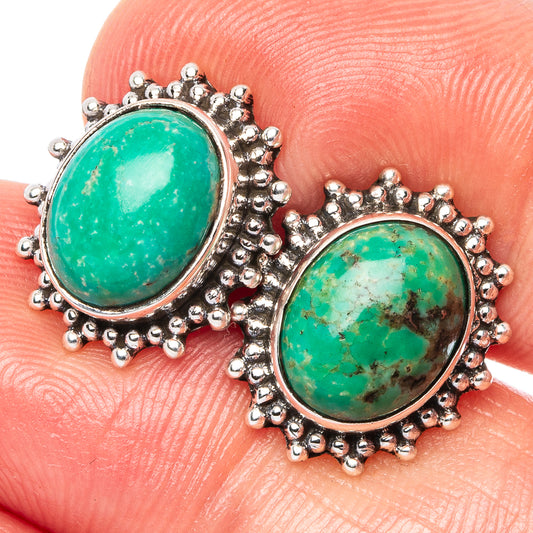 Tibetan Turquoise Earrings 5/8" (925 Sterling Silver) E1527