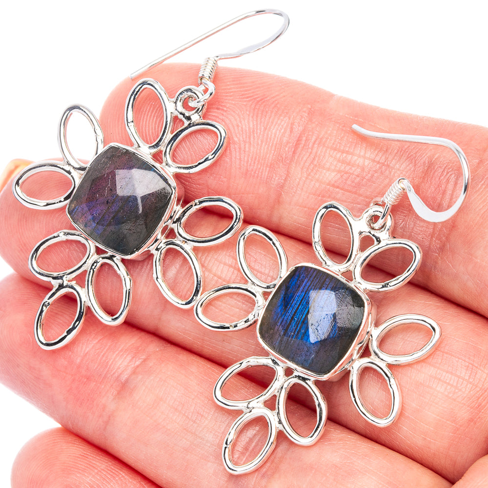 Premium Labradorite Earrings 1 7/8" (925 Sterling Silver) E1187