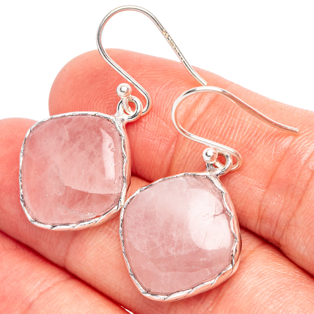 Rose Quartz Earrings 1 1/4" (925 Sterling Silver) E2335