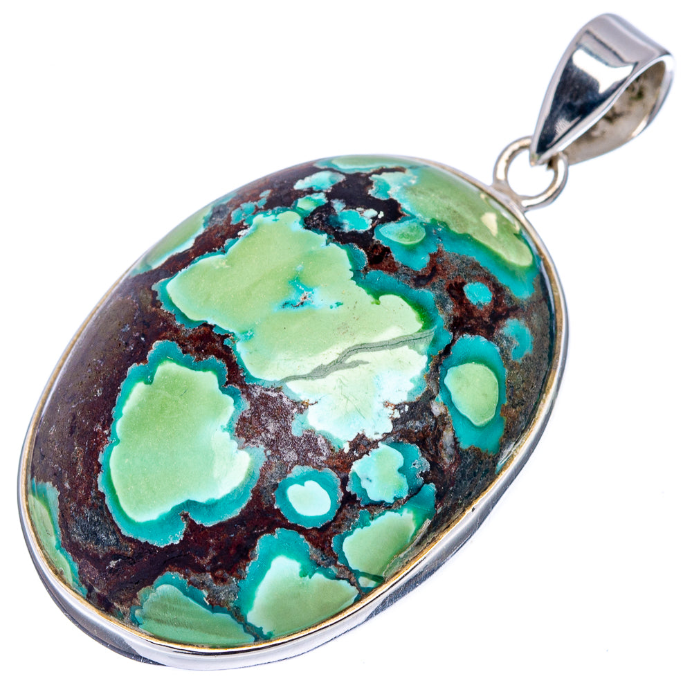 Premium Tibetan Turquoise Pendant 1 5/8" (.925 Sterling Silver)