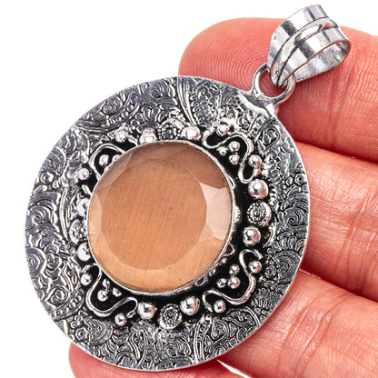 Orange Onyx Pendant 2 1/8" (German Silver)