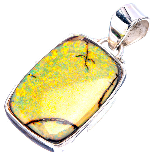 Sterling silver opal pendant with oval stone, polished bail and framed bezel view