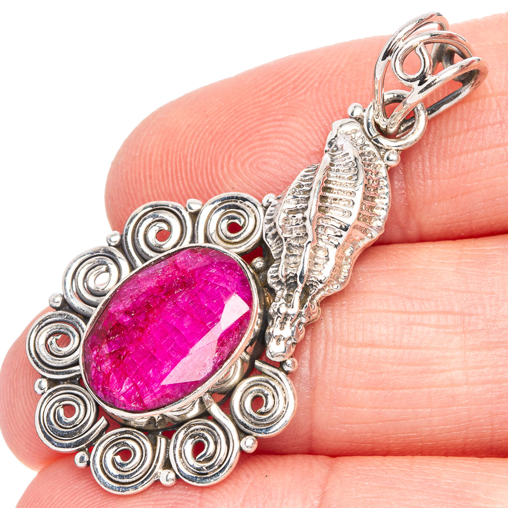 Ruby Sea Shell Pendant 1 3/4" (925 Sterling Silver) P40323