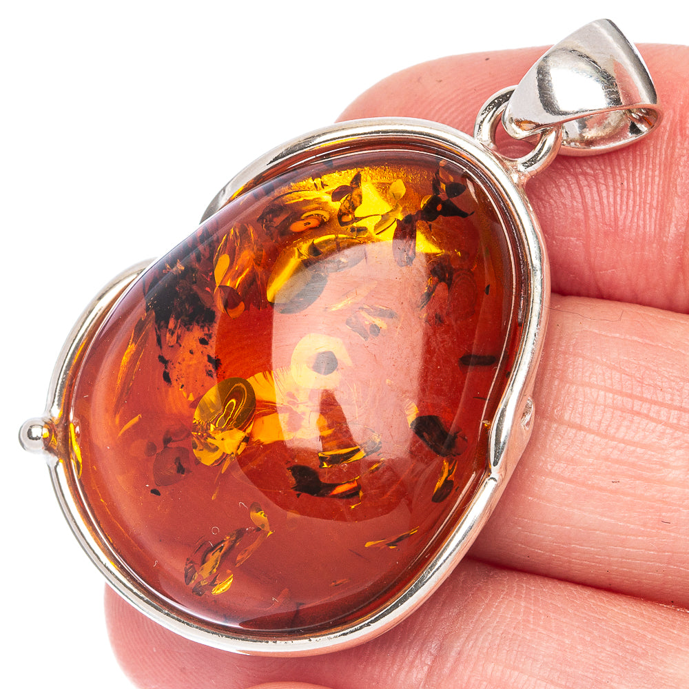 Ana Silver Co Baltic Amber Pendant 1 5/8" (925 Sterlnig Silver)