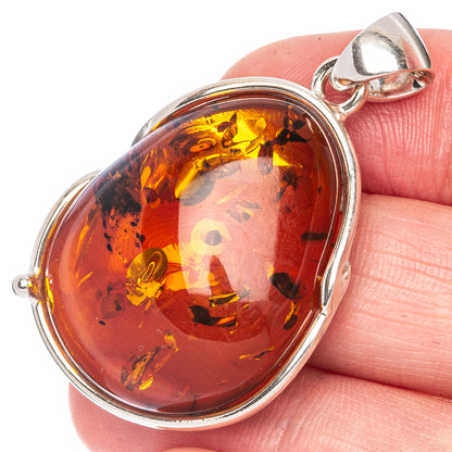 Ana Silver Co Baltic Amber Pendant 1 5/8" (925 Sterlnig Silver)