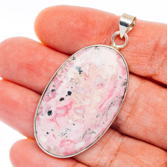 Premium Rhodonite Pendant 2" (.925 Sterling Silver)