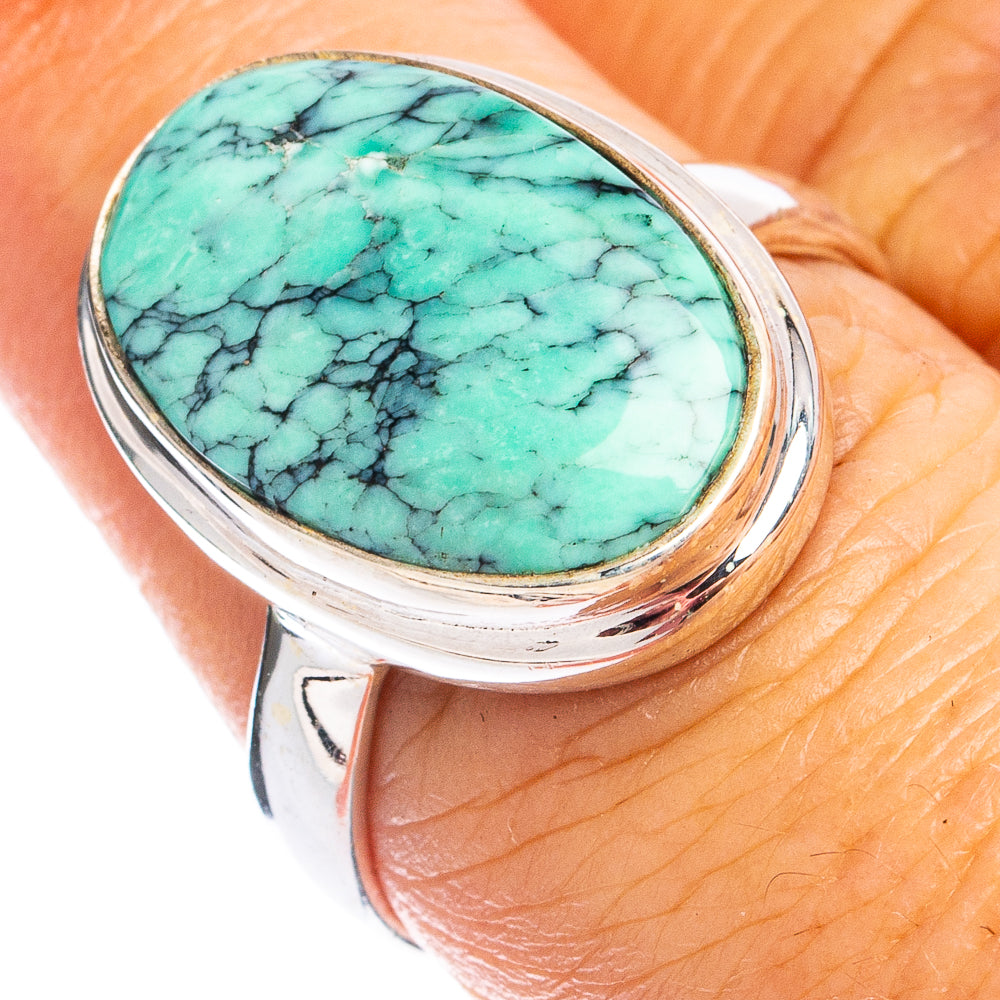 Rare Black Bridge Variscite Ring Size 7.75 (925 Sterling Silver) R8363