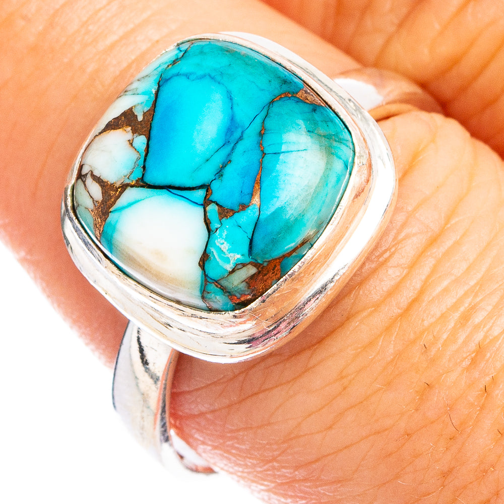 Ice Blue Dahlia Mohave Turquoise Ring Size 9 (.925 Sterling Silver)