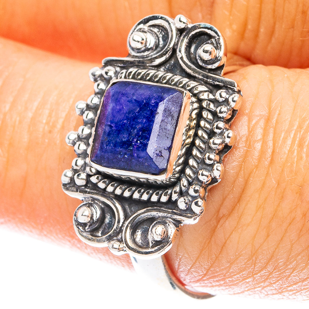 Blue Sillimanite Dainty Ring Size 7.75 (925 Sterling Silver) R5198