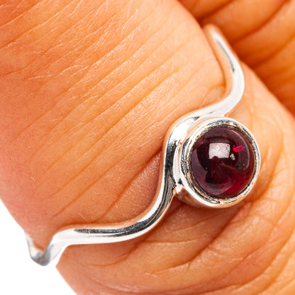 Dainty Garnet Ring Size 6.75 (.925 Sterling Silver)