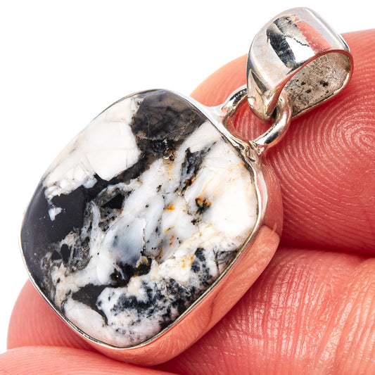 Oval marbled turquoise pendant in .925 sterling silver with loop bail