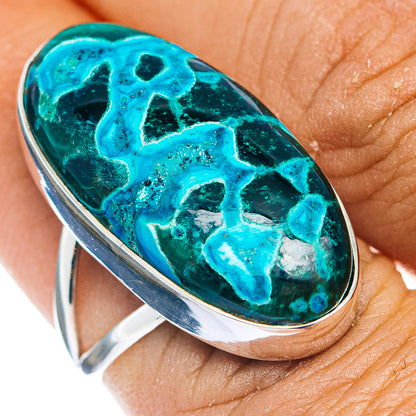 Premium Malachite In Chrysocolla Ring Size 7.25 (.925 Sterling Silver)