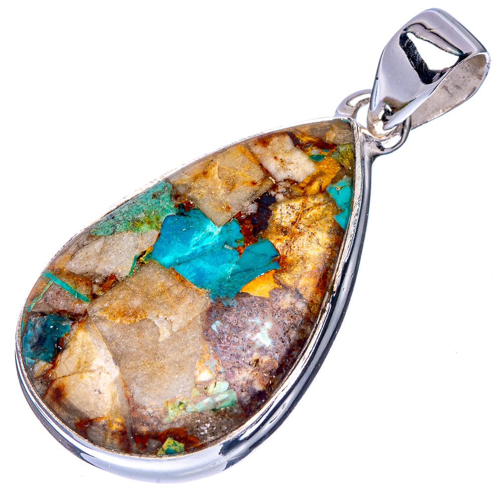 Rare Royston Matrix Turquoise Pendant 1 5/8" (925 Sterling Silver) P40951