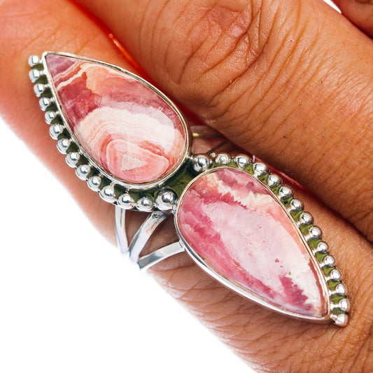 Premium 2-Gemstone Rhodochrosite Ring Size 9 (.925 Sterling Silver)