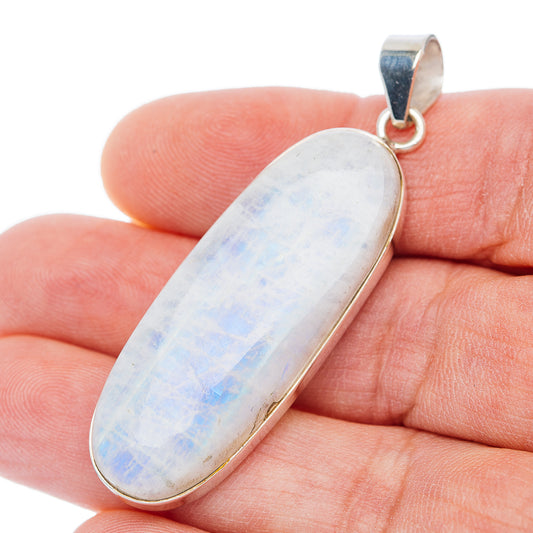 Premium Rainbow Moonstone Pendant 2 1/8" (.925 Sterling Silver)