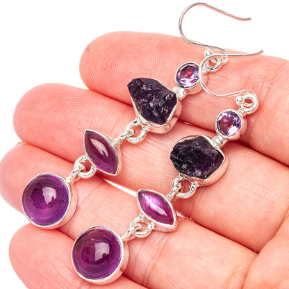 Premium Amethyst 925 Sterling Silver Earrings 2 1/4" (925 Sterling Silver) E1216