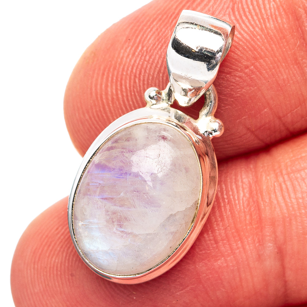 Rainbow Moonstone Pendant 1" (.925 Sterling Silver)