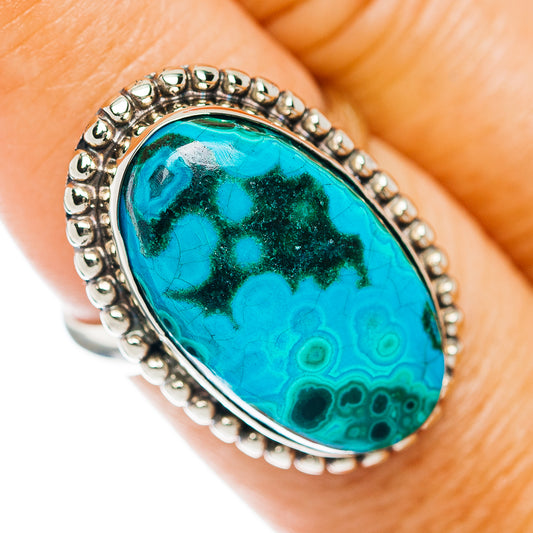 Malachite In Chrysocolla Ring Size 8 (German Silver)