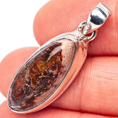 Rare Mexican Fire Opal Pendant 1 3/8" (.925 Sterling Silver)