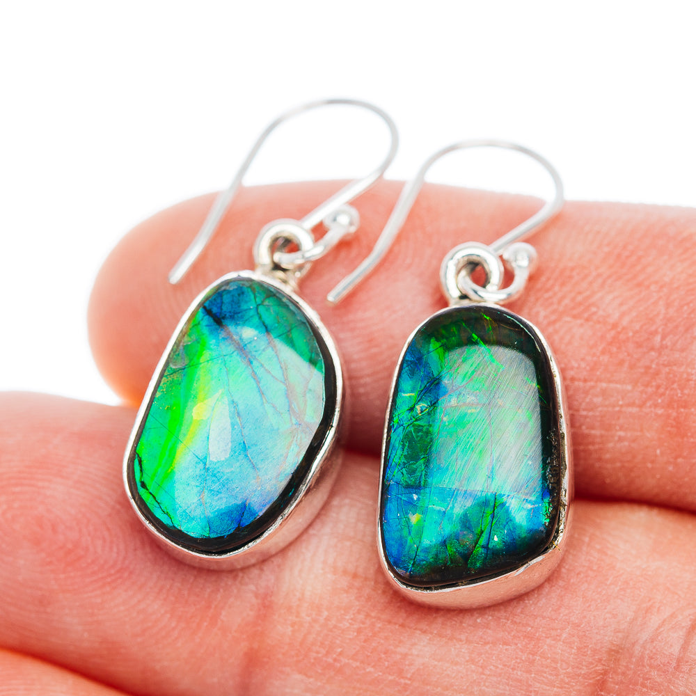 Exclusive Ammolite Earrings 1 1/4" (.925 Sterling Silver)