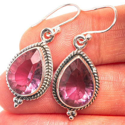 Faceted Alexandrite (Lab.) Earrings 1 1/2" (925 Sterling Silver) E432409