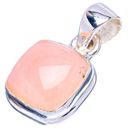 Pink opal pendant .925 sterling silver, oval cabochon in polished silver frame