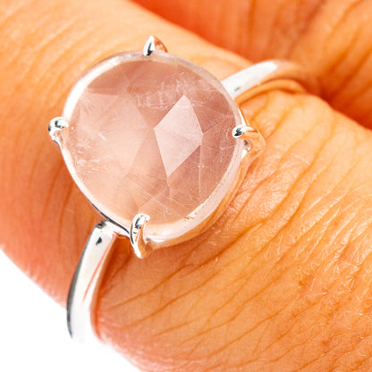 Faceted Rose Quartz Ring Size 7.75 (.925 Sterling Silver)