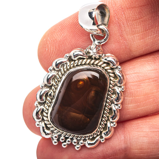 Premium Southwestern Style Mexican Fire Agate Pendant 1 1/2" (.925 Sterling Silver)