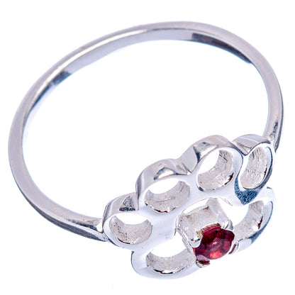 Garnet Paw Dainty Ring Size 7.75 (.925 Sterling Silver)