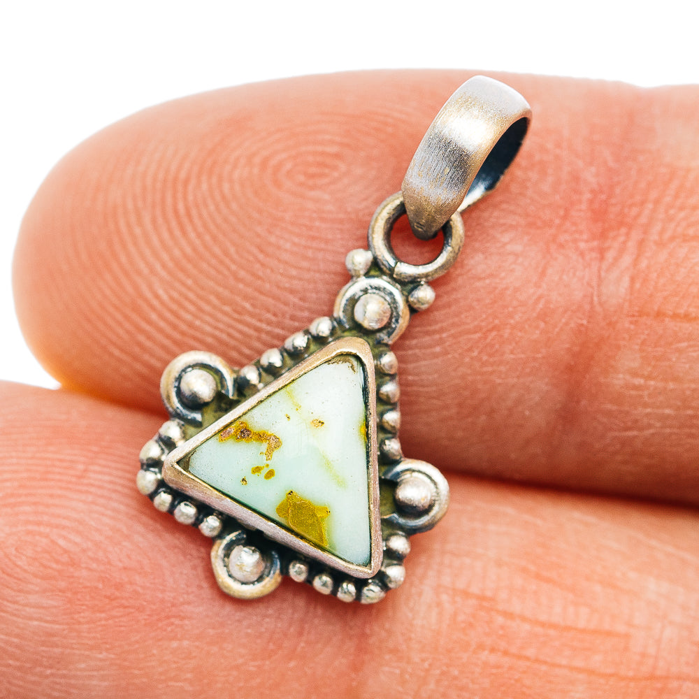 Southwestern Style Palomino Turquoise Pendant 7/8" (.925 Sterling Silver)