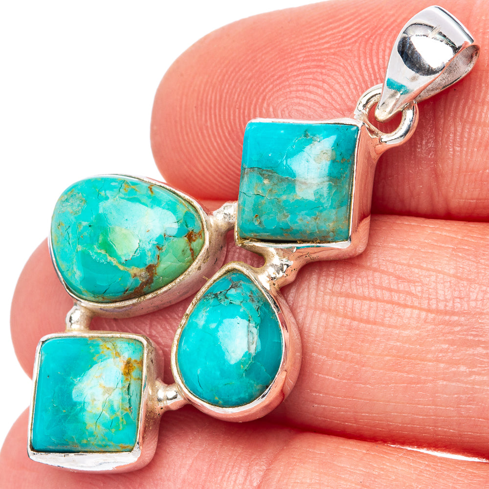 Kingman Turquoise Pendant 1 5/8" (925 Sterling Silver) P42754