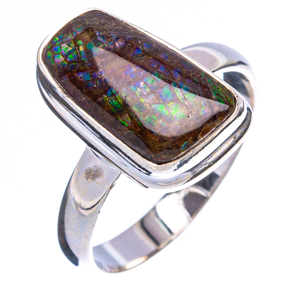 Rare Ammolite Ring Size 8 (925 Sterling Silver) R4993