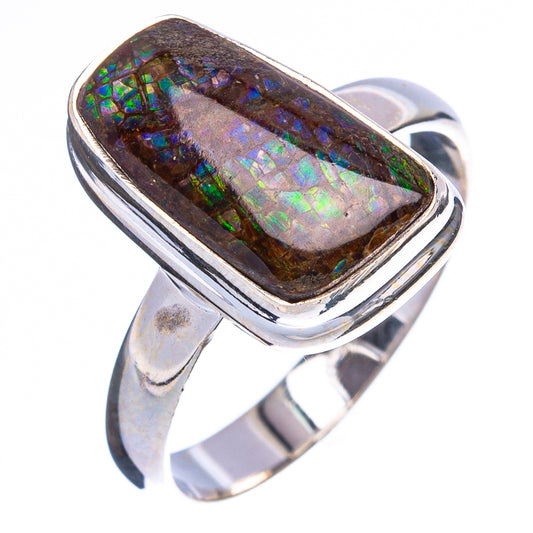 Rare Ammolite Ring Size 8 (925 Sterling Silver) R4993