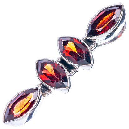 925 sterling silver garnet pendant featuring three marquise faceted red stones