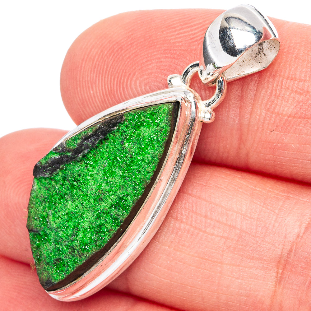 Rare Uvarovite Garnet Pendant 1 1/2" (.925 Sterling Silver)