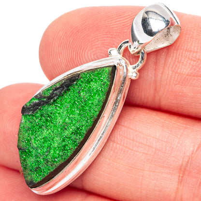 Rare Uvarovite Garnet Pendant 1 1/2" (.925 Sterling Silver)