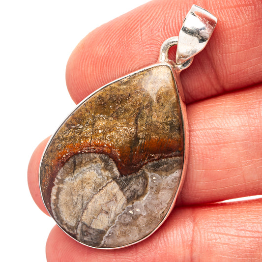 Mushroom Rhyolite Pendant 1 5/8" (.925 Sterling Silver)