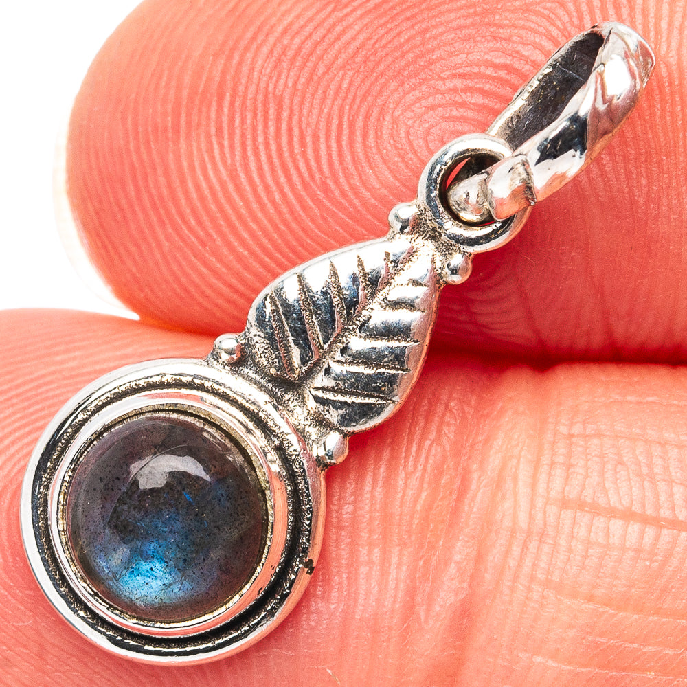 Dainty Labradorite Pendant 1 1/8" (.925 Sterling Silver)