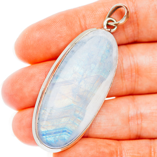 Rainbow Moonstone Pendant 2 1/4" (German Silver)