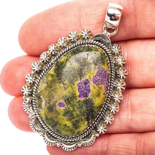 Premium Southwestern Style Stichtite Pendant 2 1/8" (.925 Sterling Silver)