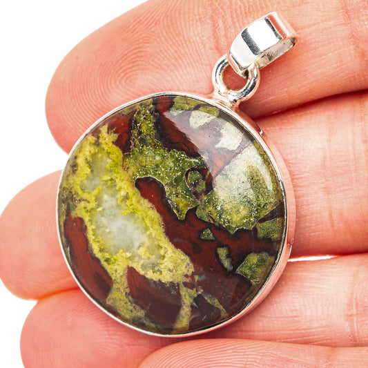 Dragon's Blood Stone Pendant 1 1/2" (.925 Sterling Silver)