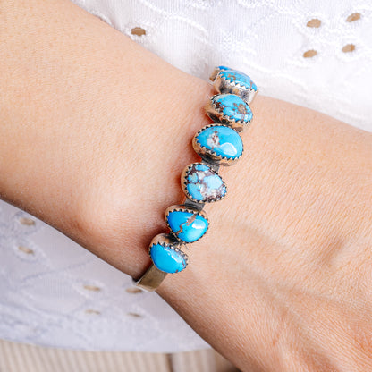 Golden Hills Turquoise Cuff Bracelet Adjustable (.925 Sterling Silver)