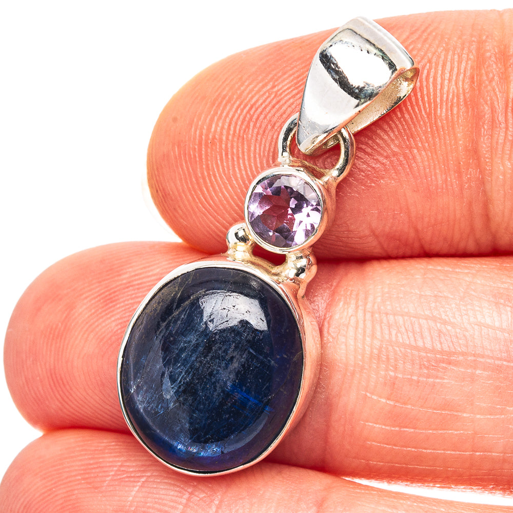 Kyanite, Amethyst Pendant 1 1/4" (.925 Sterling Silver)