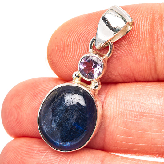 Kyanite, Amethyst Pendant 1 1/4" (.925 Sterling Silver)