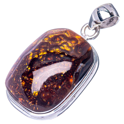 Rare Mexican Fire Agate Pendant 1 1/2" (925 Sterling Silver) P41126