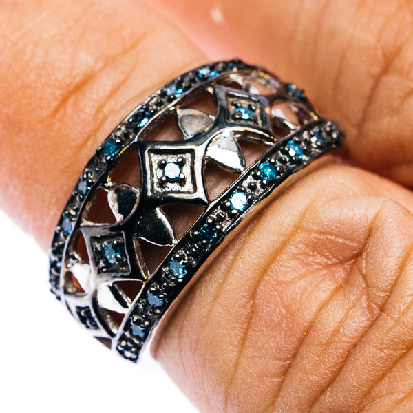 Blue Diamond Ring Size 6.5 (.925 Sterling Silver)